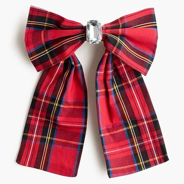 J.Crew Women's Embellished Tartan Bow Barrette