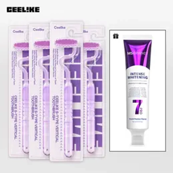 CEELIKE S-Shaped Toothbrush - Ergonomic Curved Handle, Soft Bristles for Deep Oral Cleaning, Comfortable Daily Oral Care, Non-Medical
