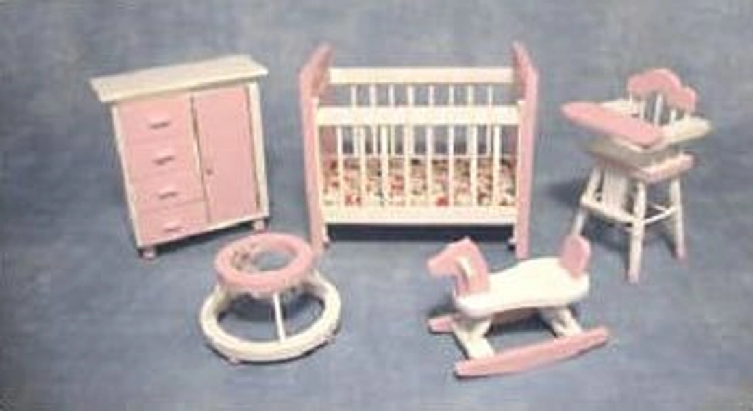 White and Pink Nursery Set for 12th Scale Dolls House