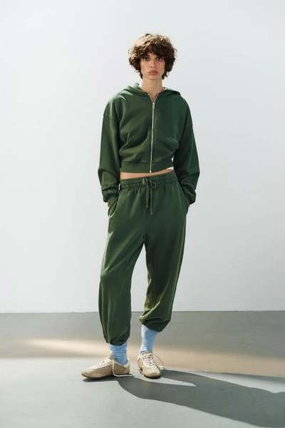 PANTALON EFFET DÉLAVÉ - Vert - S