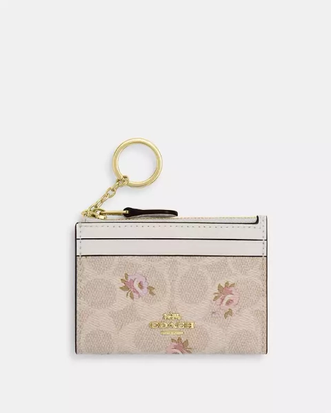 Gold/Sand Multi Mini Skinny Id Case In Signature Canvas With Floral Print