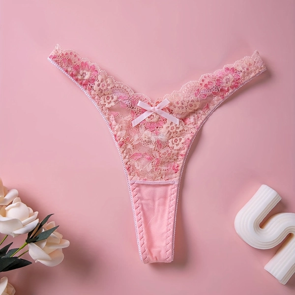 Women'S Sexy Lace Panties V-String Low-Rise Bikini Cheeky Underwear Triangle Panties