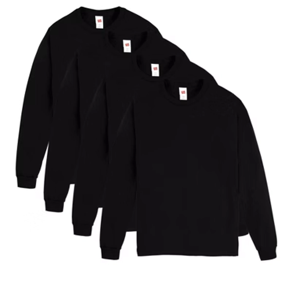 Hanes Essentials Men's Cotton Long Sleeve T-Shirt, Value 4-Pack