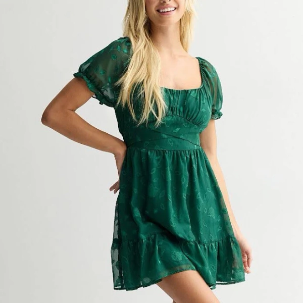 Liberty Love Floral Chiffon Puff Sleeve Skater Dress