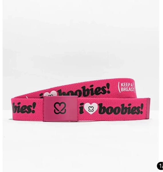 Keep A Breast Foundation I Heart Boobies Pink Web Belt