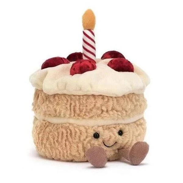 Amusables Birthday Cake Exquisite Gift, Beige