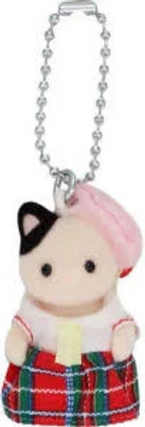 Calico Critters School Girl Tuxedo Cat Key Chain