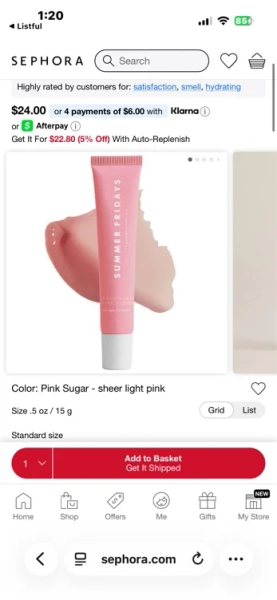 Lip Butter Balm Treatment for Hydration + Nourishing Shine - Pink Guava