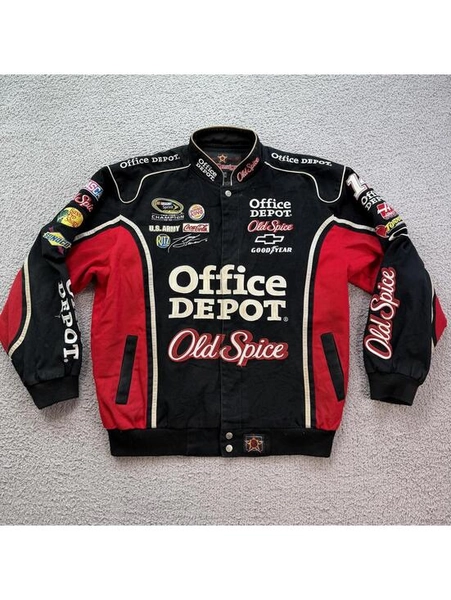 Vintage Tony Stewart Office Depot Old Spice NASCAR Racing Jacket JH Design Y2K L