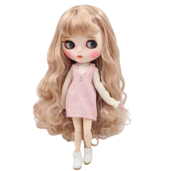 Isabella – Premium Custom Neo Blythe Doll with Pink Hair, White Skin & Matte Pouty Face