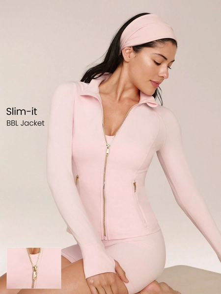 FeatherFit™ BBL Slim-Fit Pockets Zip Up Long Sleeve Jacket