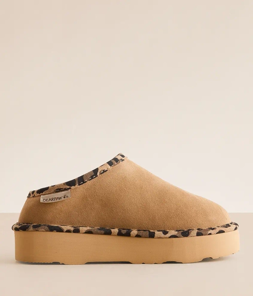 US 12 Birch Leopard Martis Leather Slipper