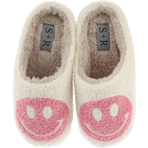 S+r Women's Smiley Graphic Cozy Slide Slipper