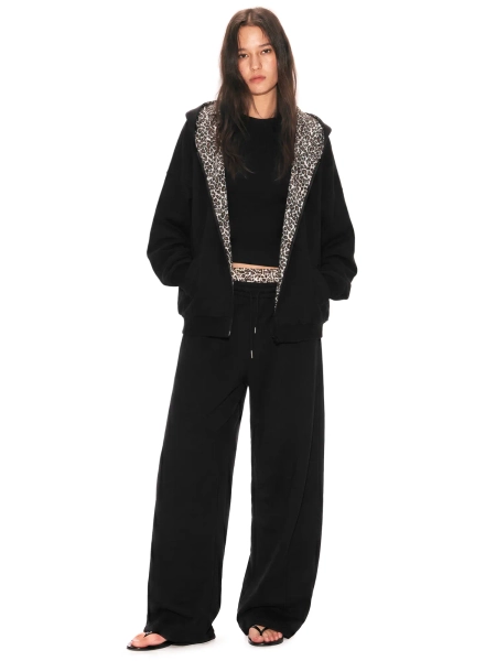 FDR Leopard Print Sweatshirt for Men & Women | Oversized Slightly Cropped Zip Up Hoodie with Cute Ears Hood Soft Fleece Top | Vintage Y2K Streetwear Top Unisex Casual Long Sleeve #TikTokShopBackToSchool