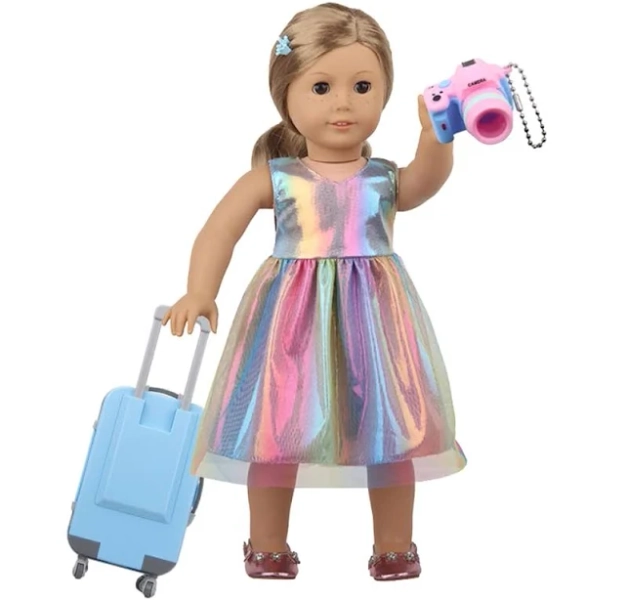 Fashion Doll Accessories Travel PU Suitcases