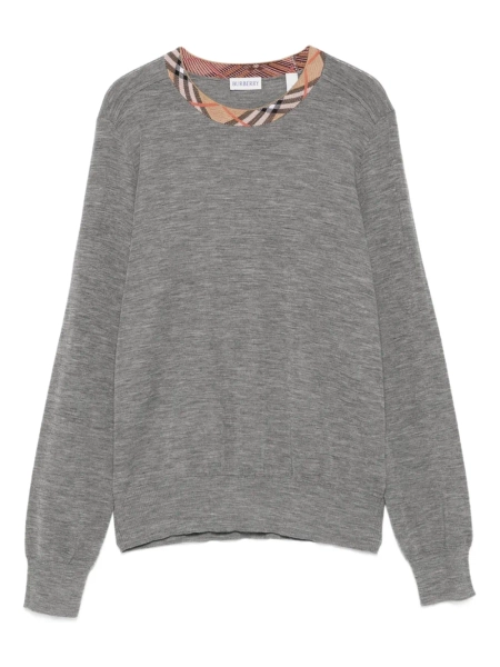 Burberry check-trimmed Wool Sweater | Grey | FARFETCH