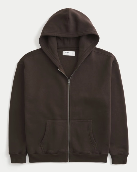 cream camo Boxy Zip-Up Hoodie