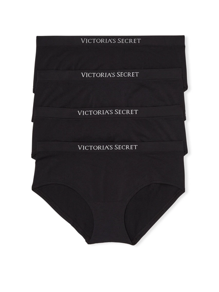 Black Hipster 4 Pack Logo Knickers