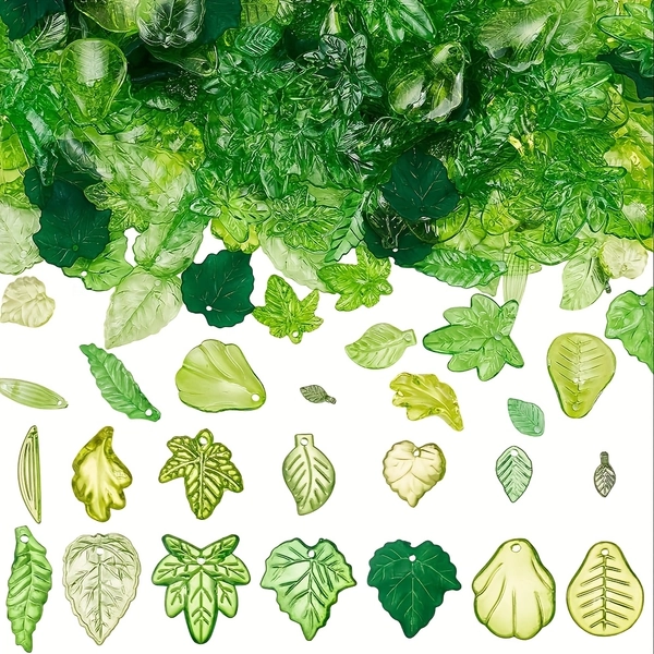 350 Green Leaf Beads Mixed Beading Making Supplies | Curved Leaf Beads DIY Handmade Material Set | Perforated Simulated Plant Pendant Accessories | It is suitable for making keychains, bracelets, necklaces, and earrings, Jewelry Making Supplies, Craft Beads, Natural Look, Realistic Texture, Durable Beads, Highquality Beads, DIY Enthusiasts, Jewelry Makers, Green Leaf And Leaf For Making Keychain, Alloy Leaf Skeleton, Beads For Bracelets, Charm
