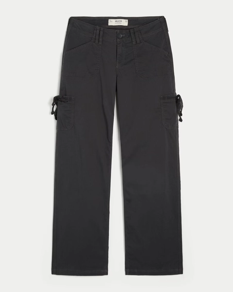 Low-Rise Lace Trim Baggy Pants