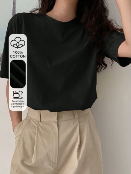 Camiseta preta algodão Dazy Shein - ID 