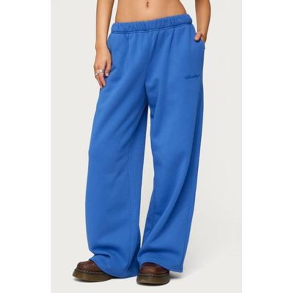 EDIKTED Basic Girl Wide Leg Sweatpants in Blue at Nordstrom, Size X-Large
