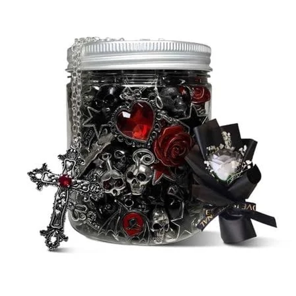 KASEND Mystery Jewelry Jar, Surprise Gothic Jewelry Set for Womens Random Gift Box (Gothic Witch Punk Necklace,Earrings, Rings,bracelets/bangles),
