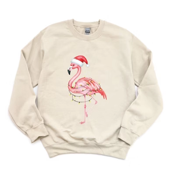 Flamingo Christmas Lights Watercolor - Sweatshirt