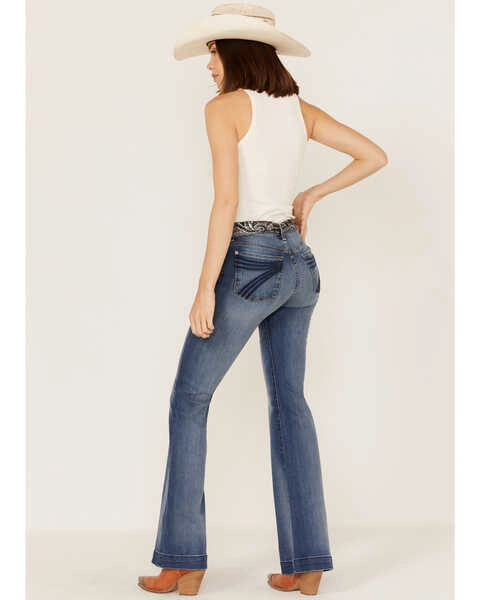 7 For all Mankind Women's Medium Wash Mid Rise Tailorless Dojo Trouser Stretch Denim Jeans | Boot Barn