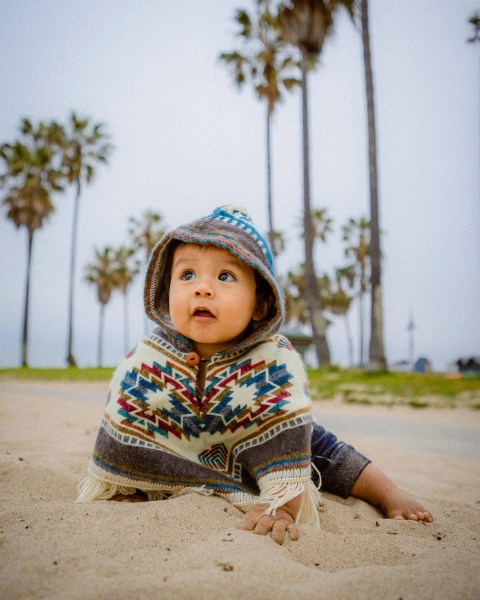 Handmade Alpaca wool kids poncho boho winter toddler tribal poncho