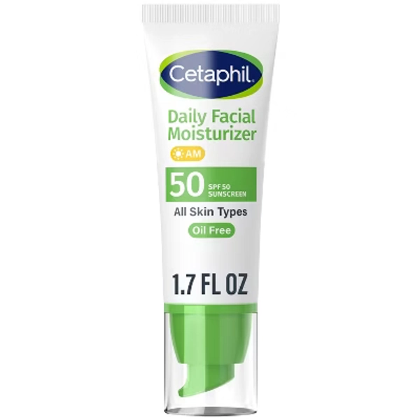 Cetaphil Daily Face Moisturizer Sunscreen Lotion - SPF 50 - 1.7 fl oz: Hypoallergenic, Noncomedogenic, Phthalate-Free, Recommended for Sensitive Skin