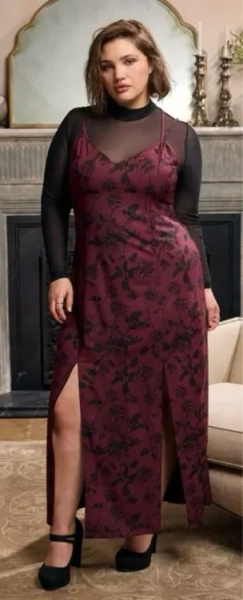 Nightfall Lace Back Slit Maxi Dress