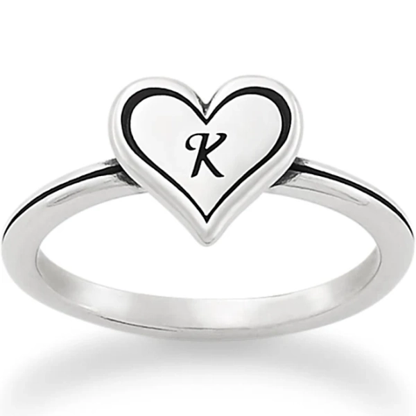 James Avery Delicate Heart Initial Sterling Silver Ring