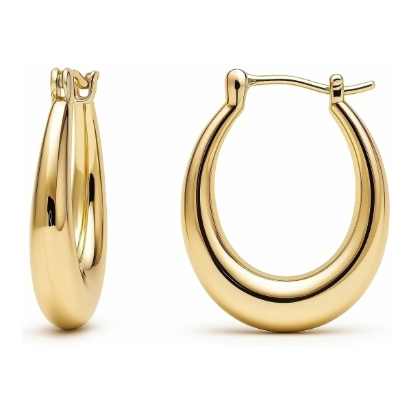 Oval Small Hoop Earrings 0.9" - Gold-Tone