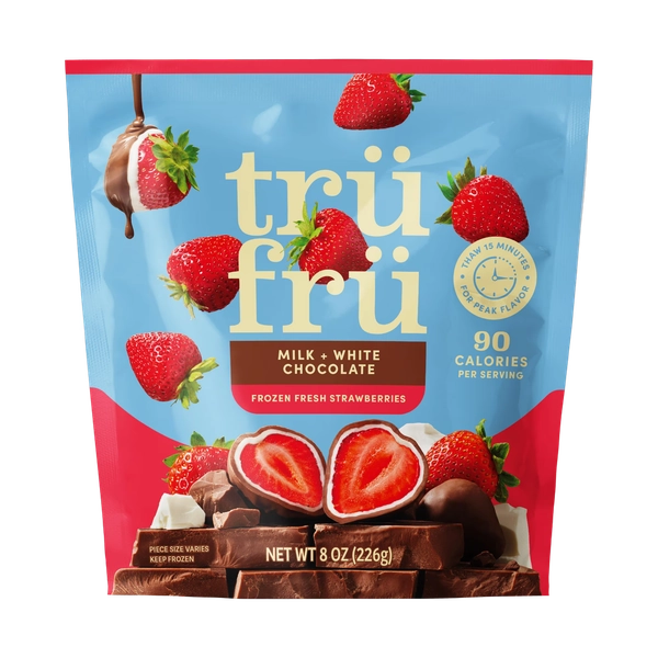 Tru Fru Frozen Strawberries in Milk & White Chocolate, 8oz - Walmart.com