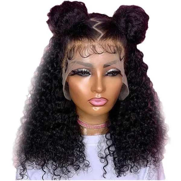 SODIAL Curly Lace Front Wig Women Pre-Pulled Brazilian Curls Lace Front Wig unisex