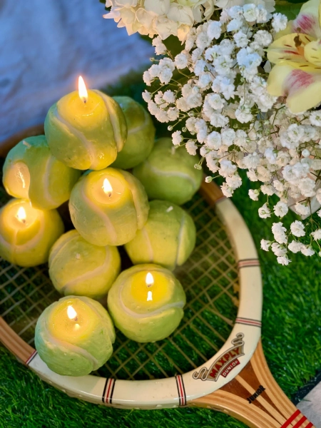Set of 3 Tennis Ball Soy Wax Candles: Sports Lover Gift in Repurposed Tube