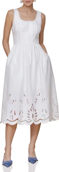 Embroidered Cotton Poplin Midi Dress
