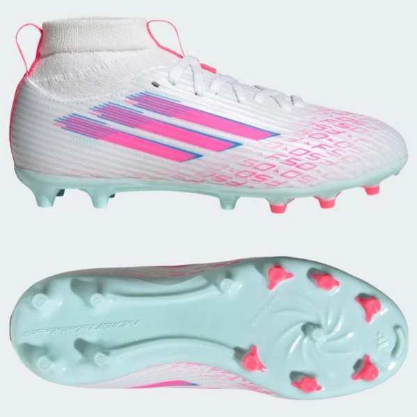 adidas F50 Sparkfusion League Youth Firm Ground Cleats Kids Soccer JR3957 White