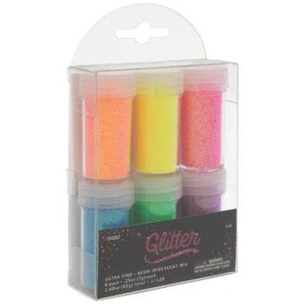 Darice Fine Glitter Neon Colors 6/Pkg