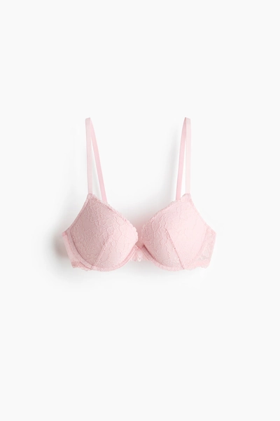 H & M - Lace Push-up Bra - Light Pink