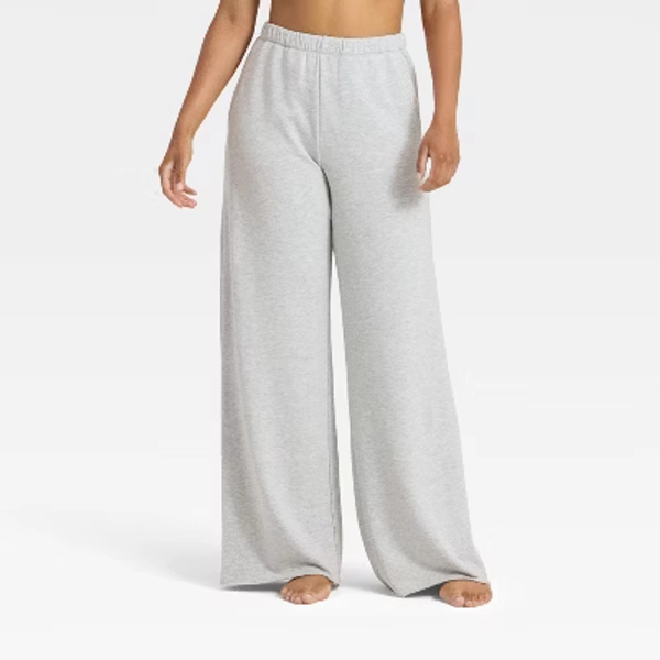 Women's PeachySoft French Terry Fleece Wide Leg Lounge Pants - Wild Fable™ Gray XS