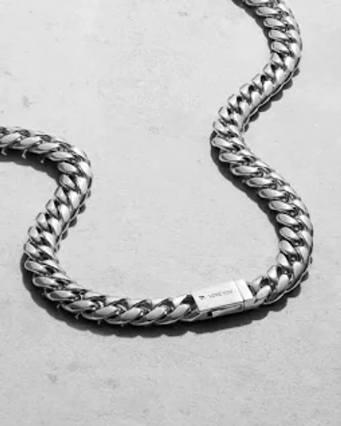 JAXXON Women's Cuban Link Silver Chain Necklace, 16"