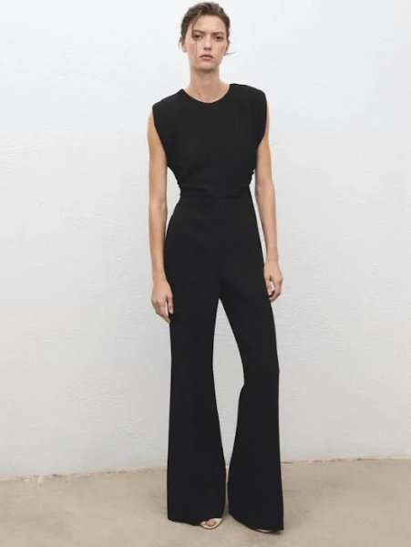 MANGO Women's Ruched Wide Leg Jumpsuit