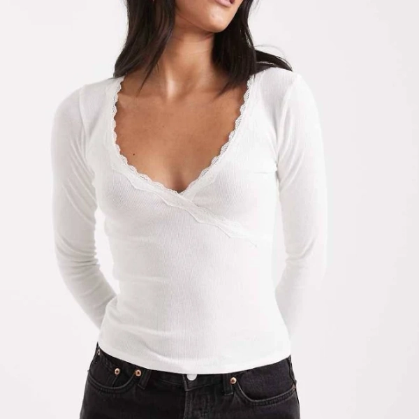 Hollister Co. Women's Trim Wrap Long Sleeved Top