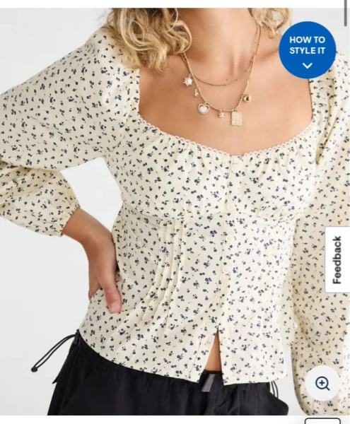 Long Sleeve Floral Pleated Babydoll Top