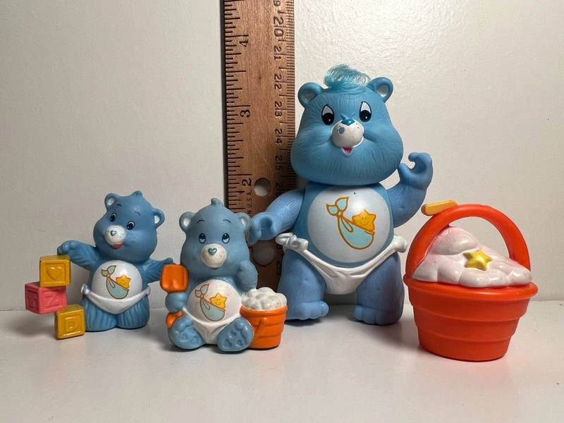 Vintage 1980's Kenner Care Bear poseable &amp; 2 miniature Baby Tugs