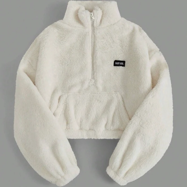 SHEIN Tween Girl Casual Loose Half-Zip Cropped Hoodie
