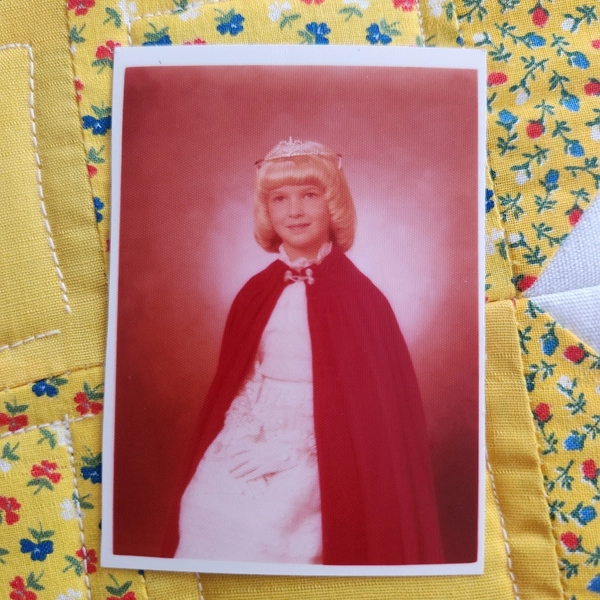 VTG Color Snapshot Photo 1970s Studio Portrait Little Girl Princess Outfit Tiara