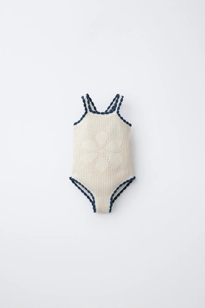 2-6 YEARS/ CROCHET KNIT FLORAL SWIMSUIT